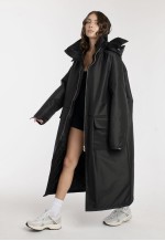 Longline Hoodie coat oversize in black