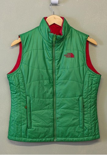 Vintage Reversible Gilet Green Pink Zip Up