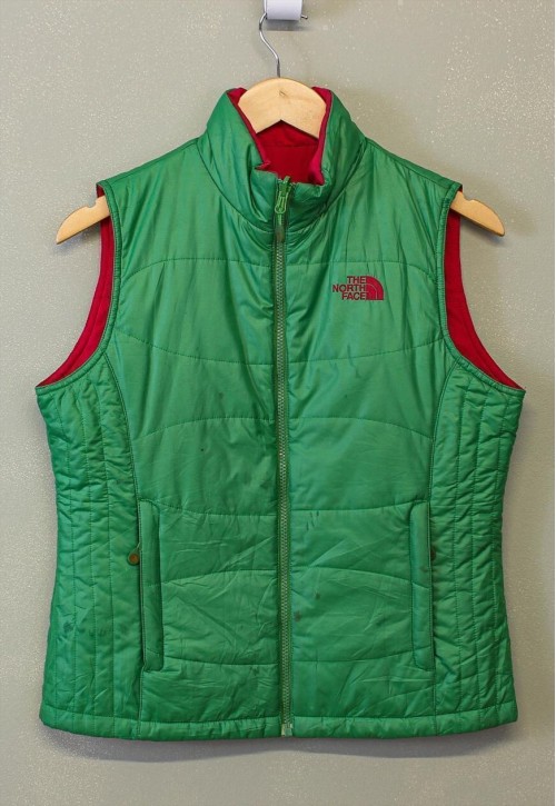 Vintage Reversible Gilet Green Pink Zip Up