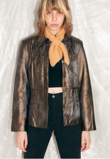 Vintage Leather Jacket Y2K Reworked Smoke Painted Coat