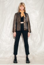 Vintage Leather Jacket Y2K Reworked Smoke Painted Coat