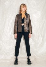 Vintage Leather Jacket Y2K Reworked Smoke Painted Coat