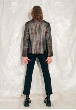 Vintage Leather Jacket Y2K Reworked Smoke Painted Coat