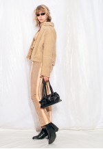 Vintage Shearling Jacket Y2K Real Leather Faux Fur Coat
