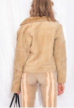Vintage Shearling Jacket Y2K Real Leather Faux Fur Coat