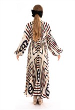 Chain Scarf print Full pleated long Shirt dress
