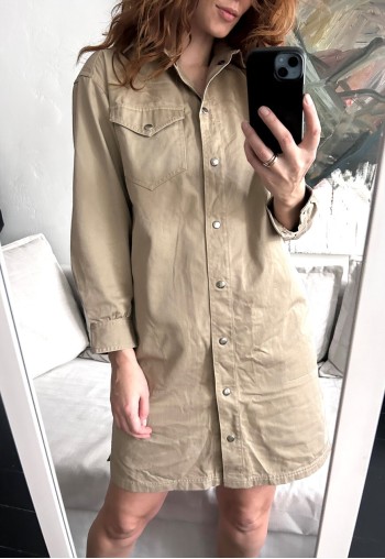 Vintage Cargo Safari Cacao Cotton Mini Dress - S
