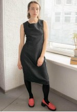 Vintage Black Midi Textured Dress