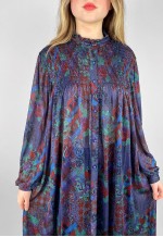 Rodier Of Paris Smock Style Long Sleeve Vintage 80's Dress
