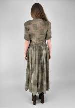 80's Vintage Green Short Sleeve Tie Dye Midi Dress