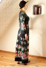 Black long maxi bright floral vintage dress