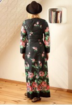 Black long maxi bright floral vintage dress