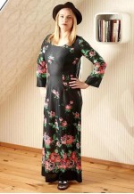 Black long maxi bright floral vintage dress