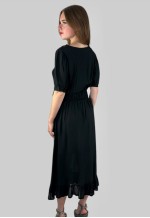 70's Vintage Short Sleeve Black Sequin Midi Dress