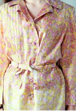 Yellow and purple floral shirt dress
