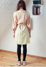 Yellow and purple floral shirt dress