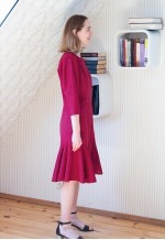 Dark red burgundy gold dots mermaid dress