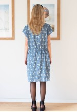 Light blue silk like short floral dress