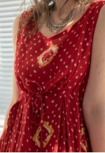 Vintage Red Maxi Viscose Dress