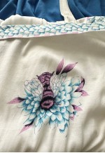 70's Vintage White Blue Prairie Cotton Floral Midi Dress