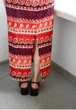 Vintage Bohemian Red Paisley Print Maxi Dress