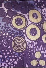70's Vintage Purple Retro Print Long Bell Sleeve Maxi Dress