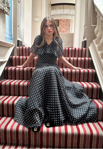 70's Vintage Black White Polka Dot Ruffle Dress
