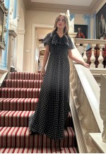 70's Vintage Black White Polka Dot Ruffle Dress