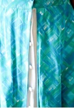Light blue and green belted midi dress