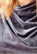 Grey velour cowl neck soft vintage dress