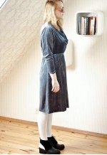 Grey velour cowl neck soft vintage dress