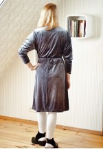 Grey velour cowl neck soft vintage dress
