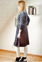 Grey velour cowl neck soft vintage dress