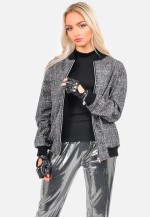 Oversized Luxury Wool Pow Check Bomber Jacket