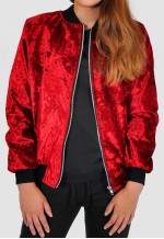 Oversized crushed velvet bomber jacket