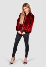 Oversized crushed velvet bomber jacket