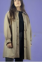 Vintage Adams Chemisier Leather Jacket in Beige L