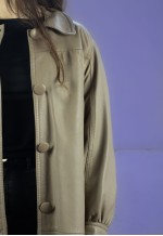 Vintage Adams Chemisier Leather Jacket in Beige L