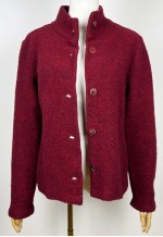 Vintage Boiled Wool Jacket, Red Button Up Wool jacket