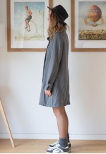 Grey high neck wool coat