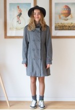 Grey high neck wool coat