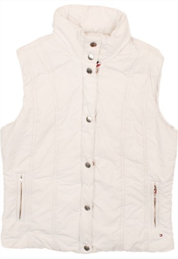 90's Vest Sleeveless Button Up Gilet Small Wh
